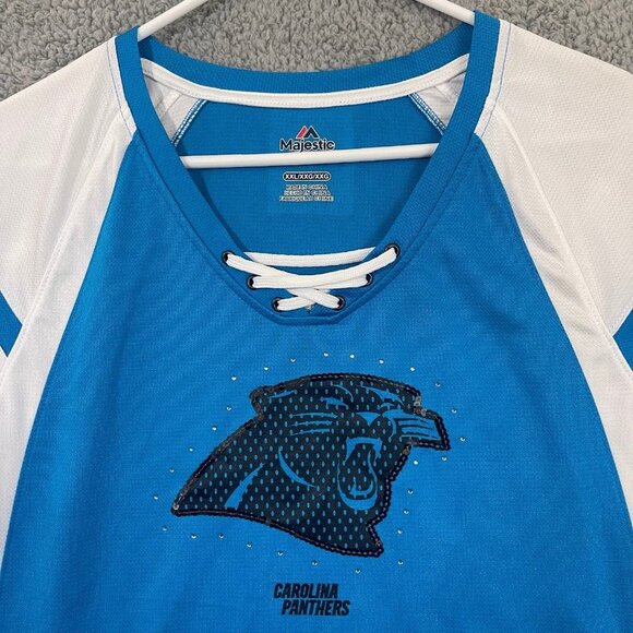 Carolina Panthers Jersey Women’s XXL Majestc Short Sleeve NFL Jersey Shirt‎ - Picture 3 of 10